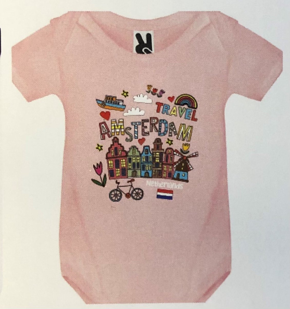 Romper roze Amsterdam travel babys | Maat 56